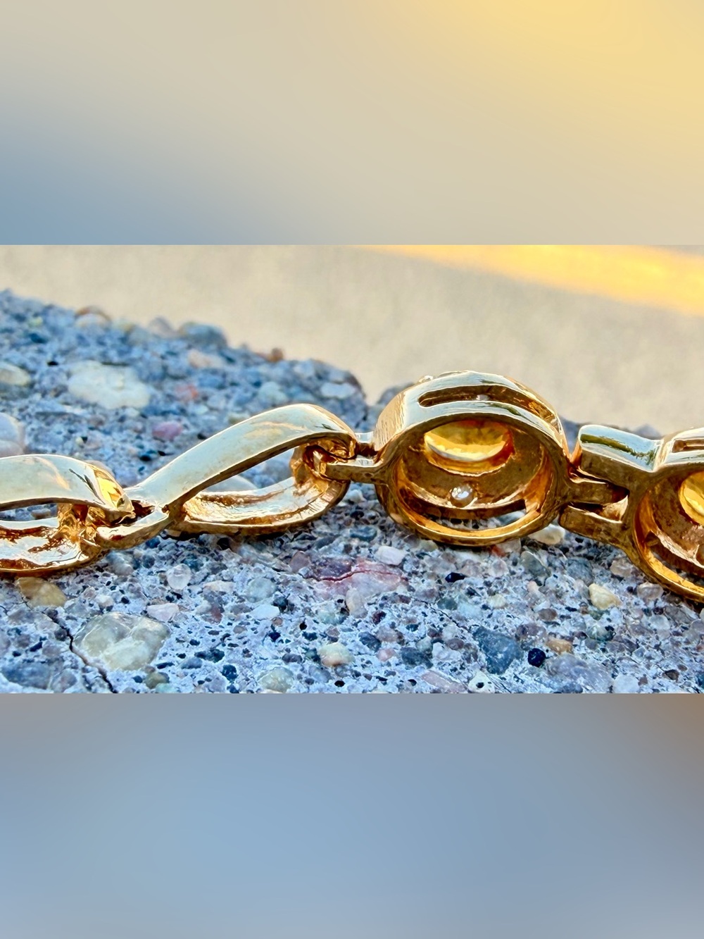 18K Gold Over Sterling Silver Orange AA Sapphire & Diamond Bracelet 7.25β - Picture 7 of 12